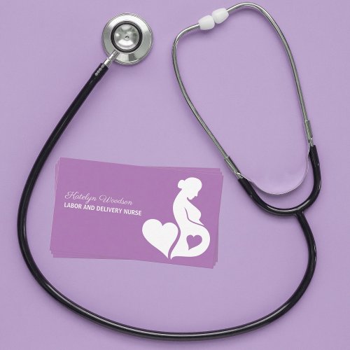 Labor Delivery Nurse Maternity Ward Pretty Purple Business Card