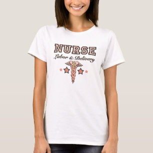 Labor & Delivery Nurse Pink Caduceus T-shirt