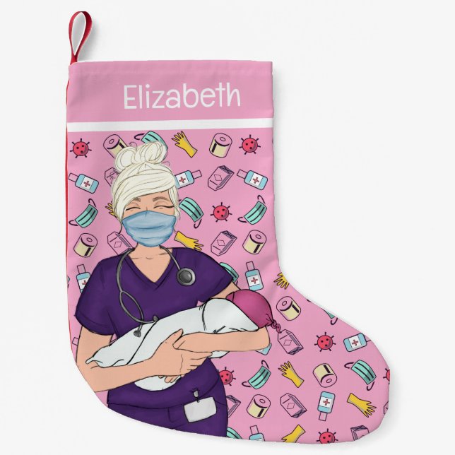 Labor Delivery Nurse Small Christmas Stocking (Front)