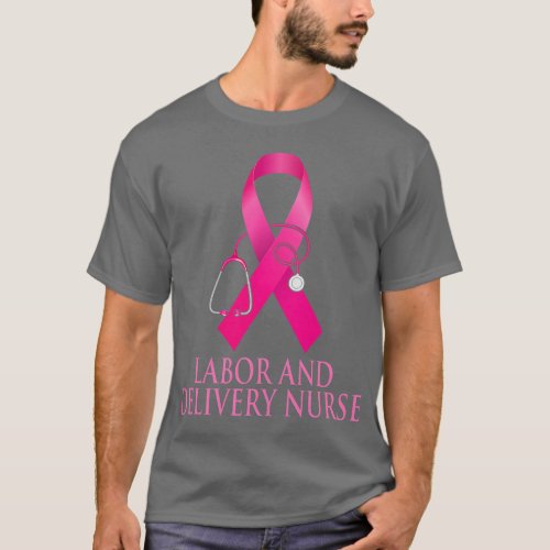 Labor  Delivery Nurse Stethoscope Pink Heart Brea T_Shirt