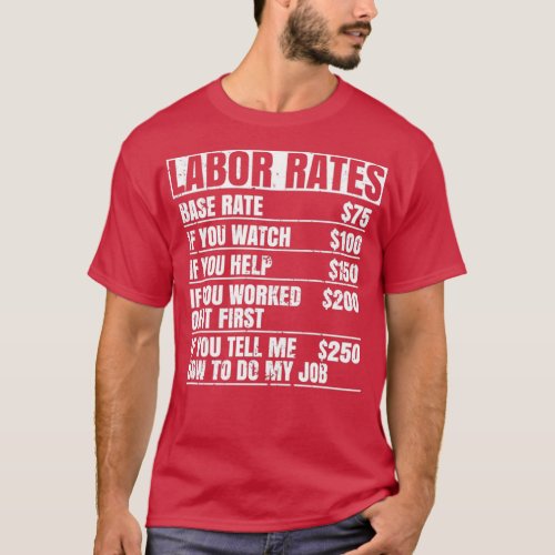 Labor Rates Hourly Joke Rates Funny Humor Drafting T_Shirt