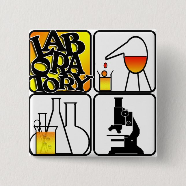 LABORATORY 4 SQUARE - BEAKERS / MICROSCOPE BUTTON (Front)