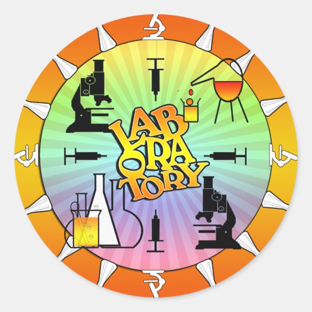 LABORATORY 4 SQUARE LOGO CLASSIC ROUND STICKER (Front)