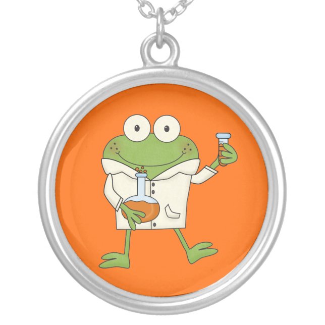 Laboratory Frog Silver Plated Necklace (Front)