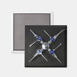 Laboratory Gas Valves on Dark Gray Lab Bench Magnet