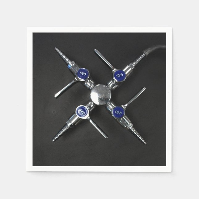 Laboratory Gas Valves on Lab Bench Paper Napkins (Front)