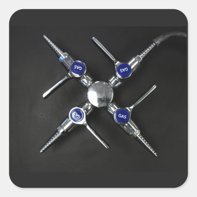 Laboratory Gas Valves on Lab Bench Square Sticker (Front)