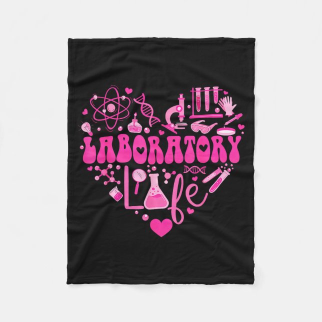 Laboratory Heart Valentine Lab Technologist Scienc Fleece Blanket (Front)