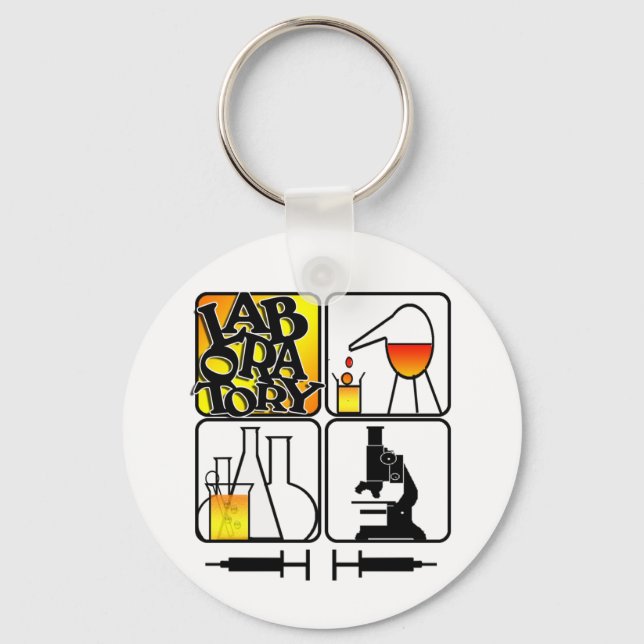 LABORATORY LOGO 4 SQUARE - LAB ICONS KEYCHAIN (Front)
