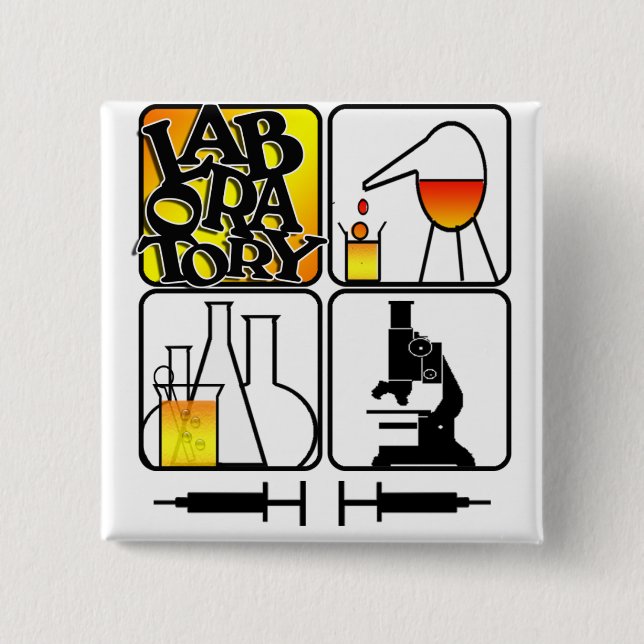 LABORATORY LOGO 4 SQUARE - LAB ICONS PINBACK BUTTON (Front)