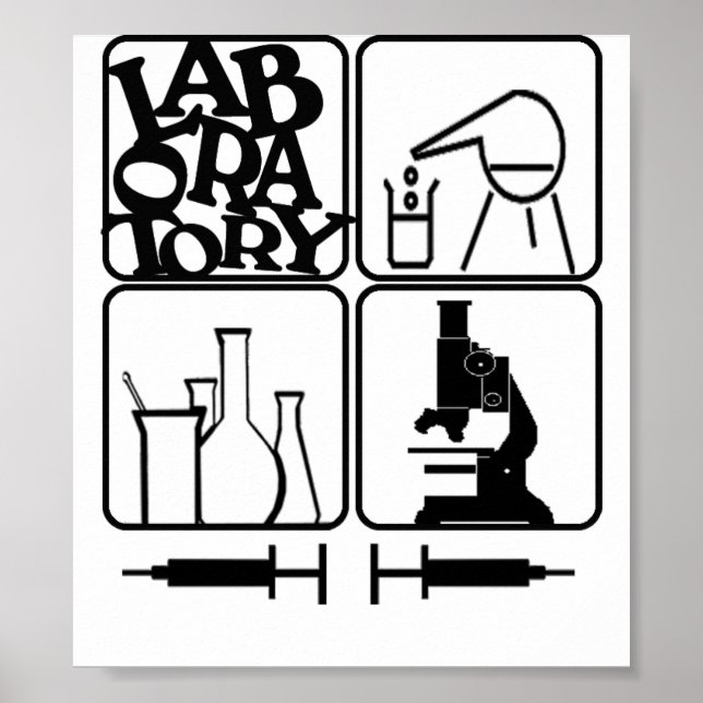 LABORATORY POSTER -  BEAKERS, SYRINGES (Front)