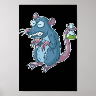 laboratory rat with chemicals and test tube nerd poster