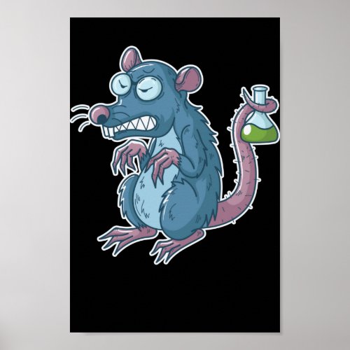 laboratory rat with chemicals and test tube nerd poster