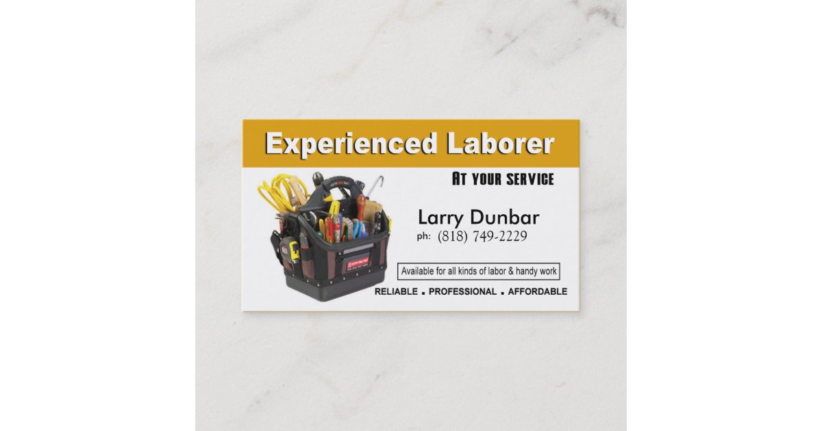 Laborer Handyman Home Repair Construction Business Card Zazzle