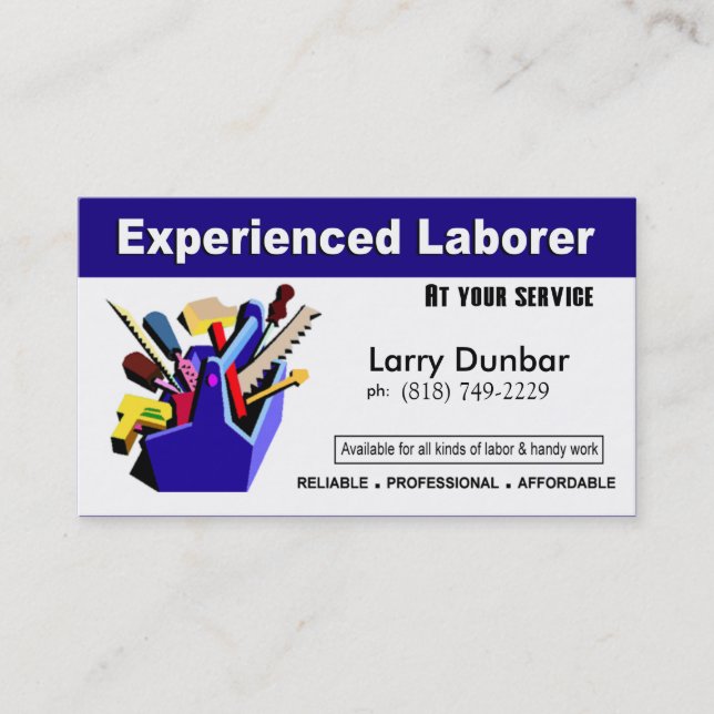 Laborer Handyman Home Repair Construction Business Card (Front)