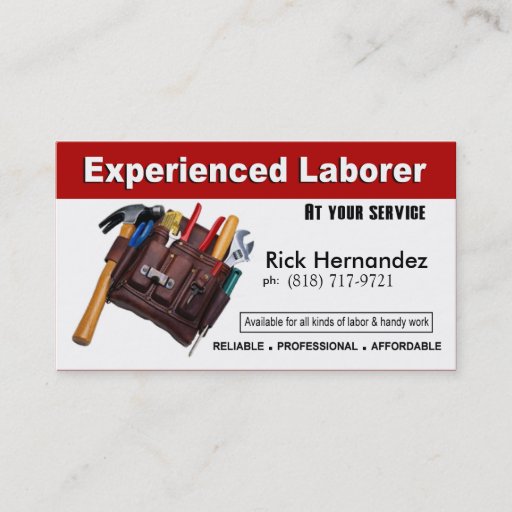 Customizable Laborer Handyman Home Repair Construction Business Card Templates