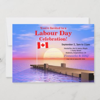 Labour Day Party Canadian Flag On Dock Invitation by canadianpeer at Zazzle