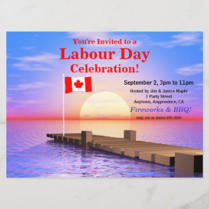 Labour Day Party Canadian Flag on Dock Invitation