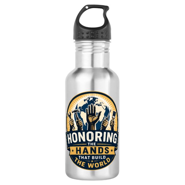 Labour Day  Stainless Steel Water Bottle (Front)