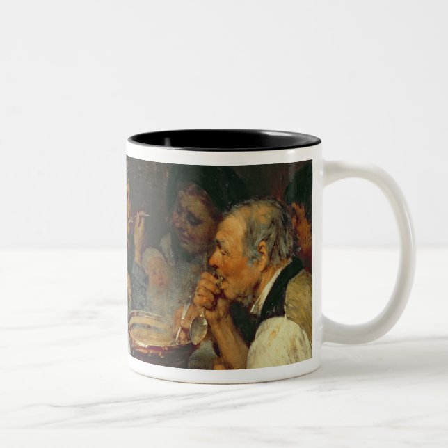 Labourers at a Table, Thueringen, 1875 Two-Tone Coffee Mug (Right)