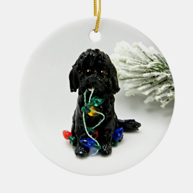 Labra Doodle Golden Doodle Dog Christmas Ornament (Front)