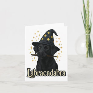 Labracadabra Funny Black Lab Dog Wizard Halloween Card