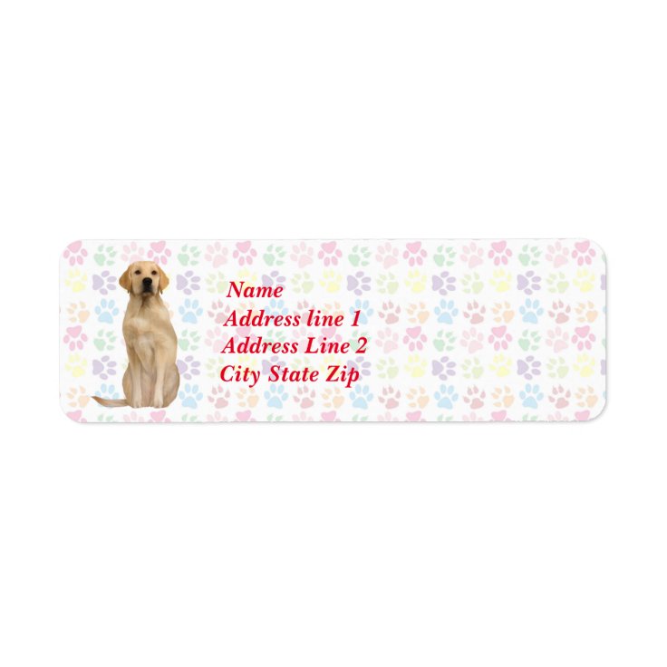 Labrado Retriever With Colorful Paw Prints in Back Label | Zazzle