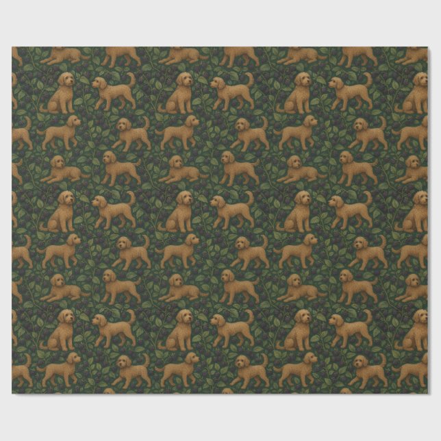 Labradoodle and Blackberry Wrapping Paper (Flat)