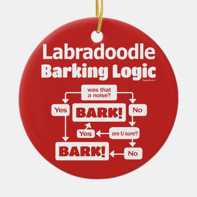 Labradoodle Barking Logic Ceramic Ornament (Front)