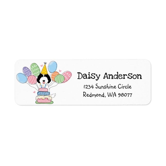 Labradoodle Birthday Party Return Address Label (Front)