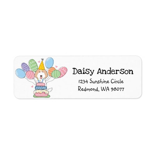 Labradoodle Birthday Party Return Address Label