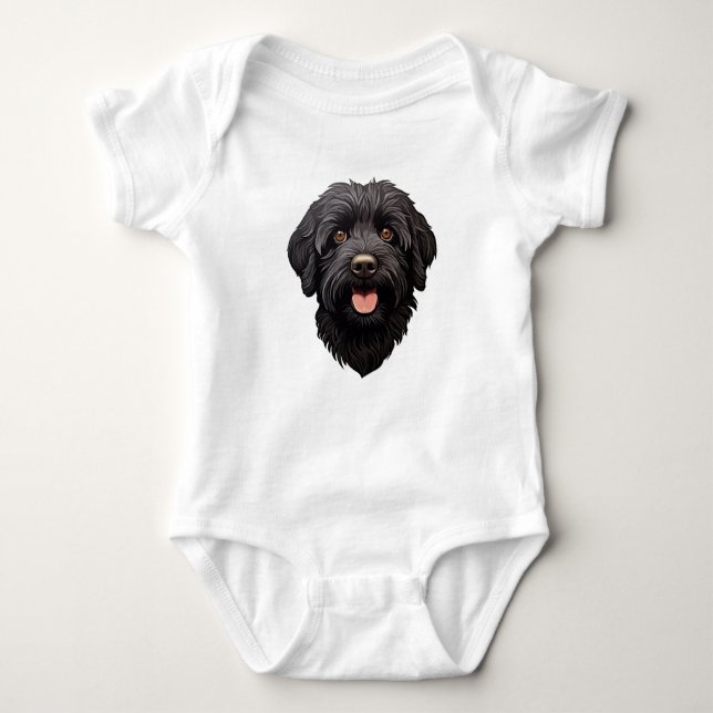 Labradoodle Black Dog Baby Bodysuit (Front)
