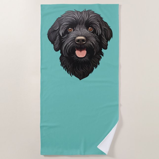 Labradoodle Black Dog Beach Towel (Front)