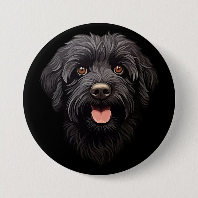Labradoodle Black Dog Button (Front)