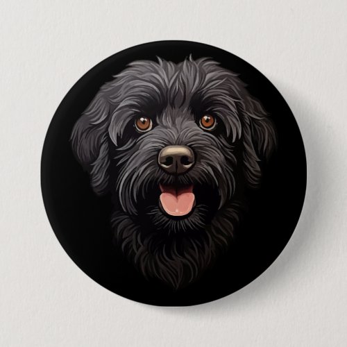 Labradoodle Black Dog Button