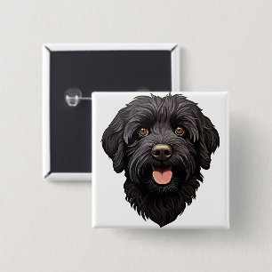Labradoodle Black Dog Button