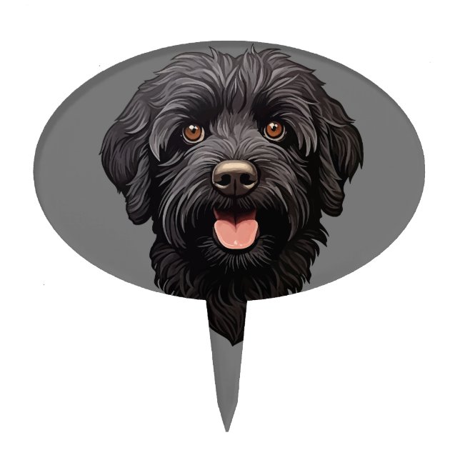 Labradoodle Black Dog Cake Topper (Front)