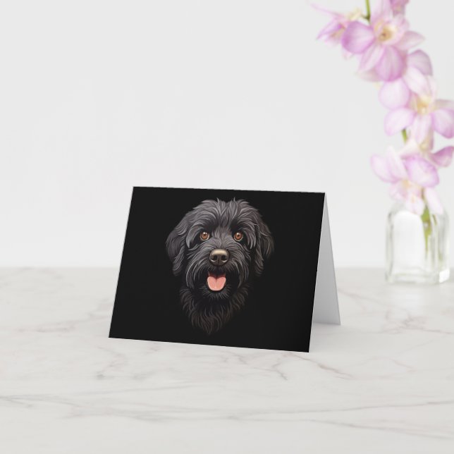 Labradoodle Black Dog Card (Orchid)