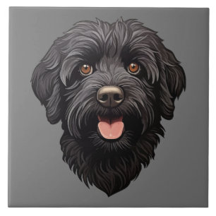 Labradoodle Black Dog Ceramic Tile