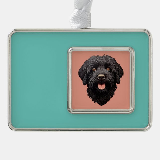 Labradoodle Black Dog Christmas Ornament (Front)