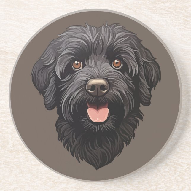Labradoodle Black Dog Coaster (Front)