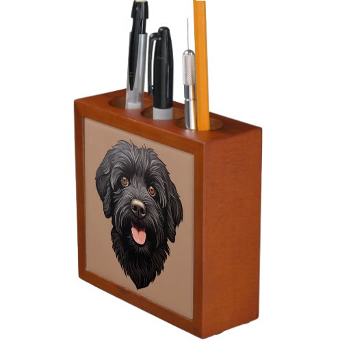Labradoodle Black Dog Desk Organizer