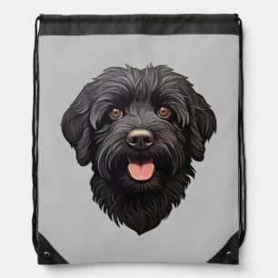 Labradoodle Black Dog Drawstring Bag