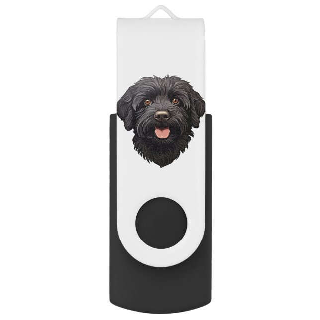 Labradoodle Black Dog Flash Drive (Back (Vertical))