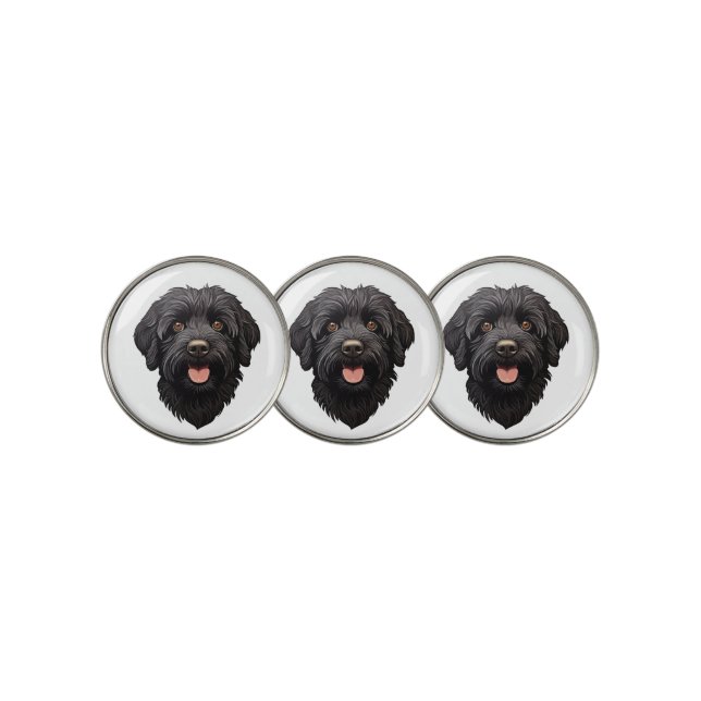 Labradoodle Black Dog Golf Ball Marker (3 Up)