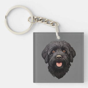 Labradoodle Black Dog Keychain