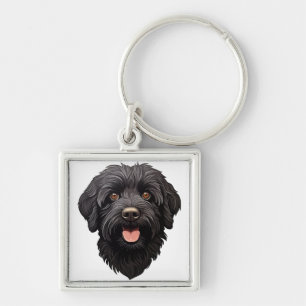 Labradoodle Black Dog Keychain