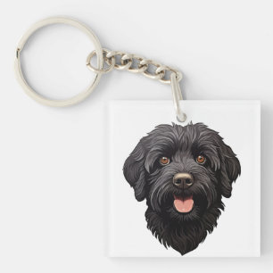 Labradoodle Black Dog Keychain