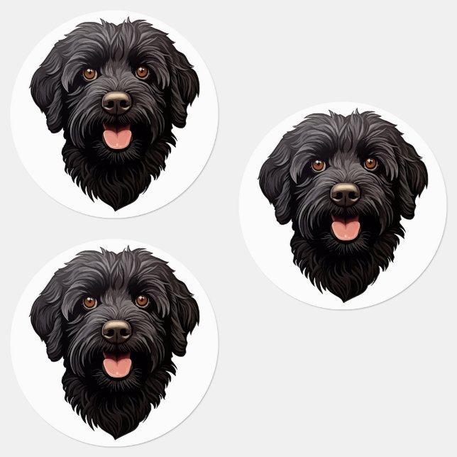 Labradoodle Black Dog Labels (Group)