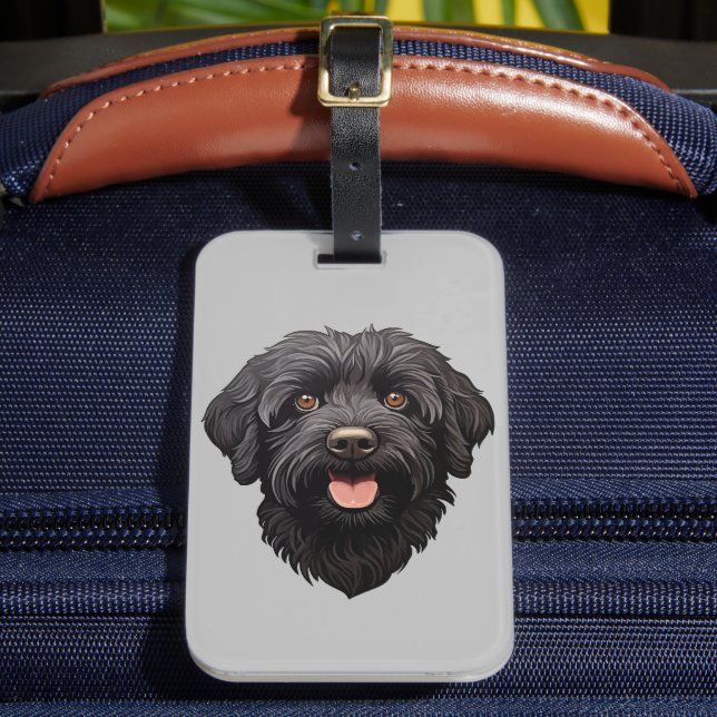 Labradoodle Black Dog Luggage Tag (Front Insitu 2)